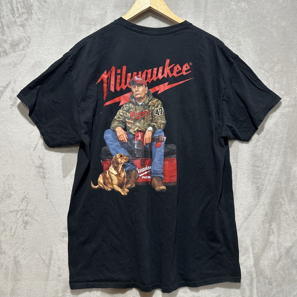 Milwaukee Tools Black Trump Graphic Short Sleeve T-Shirt Size Large